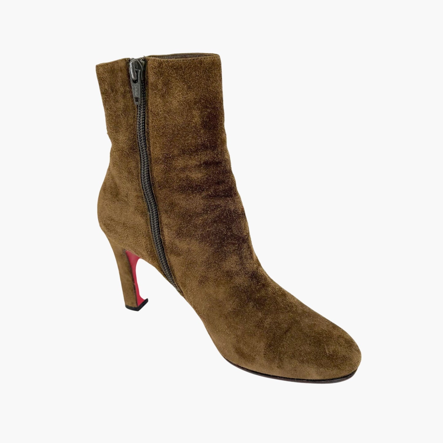 Christian Louboutin Khaki Green Suede Ankle Boots Size 36.5