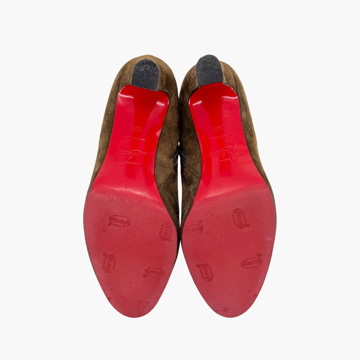 Christian Louboutin Khaki Green Suede Ankle Boots Size 36.5