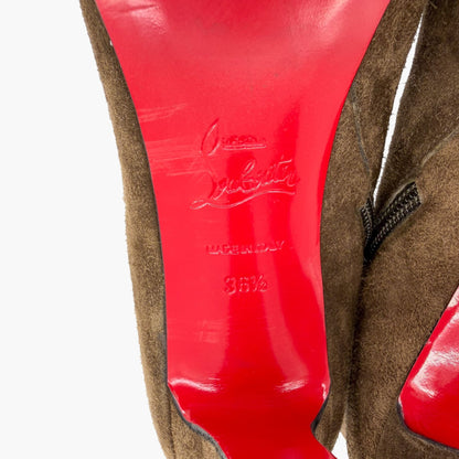 Christian Louboutin Khaki Green Suede Ankle Boots Size 36.5