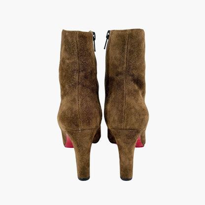 Christian Louboutin Khaki Green Suede Ankle Boots Size 36.5
