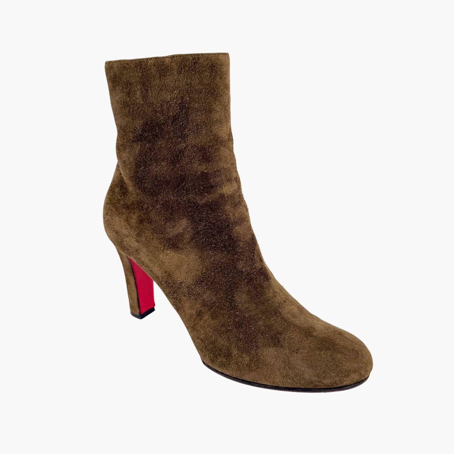Christian Louboutin Khaki Green Suede Ankle Boots Size 36.5