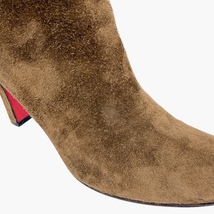Christian Louboutin Khaki Green Suede Ankle Boots Size 36.5