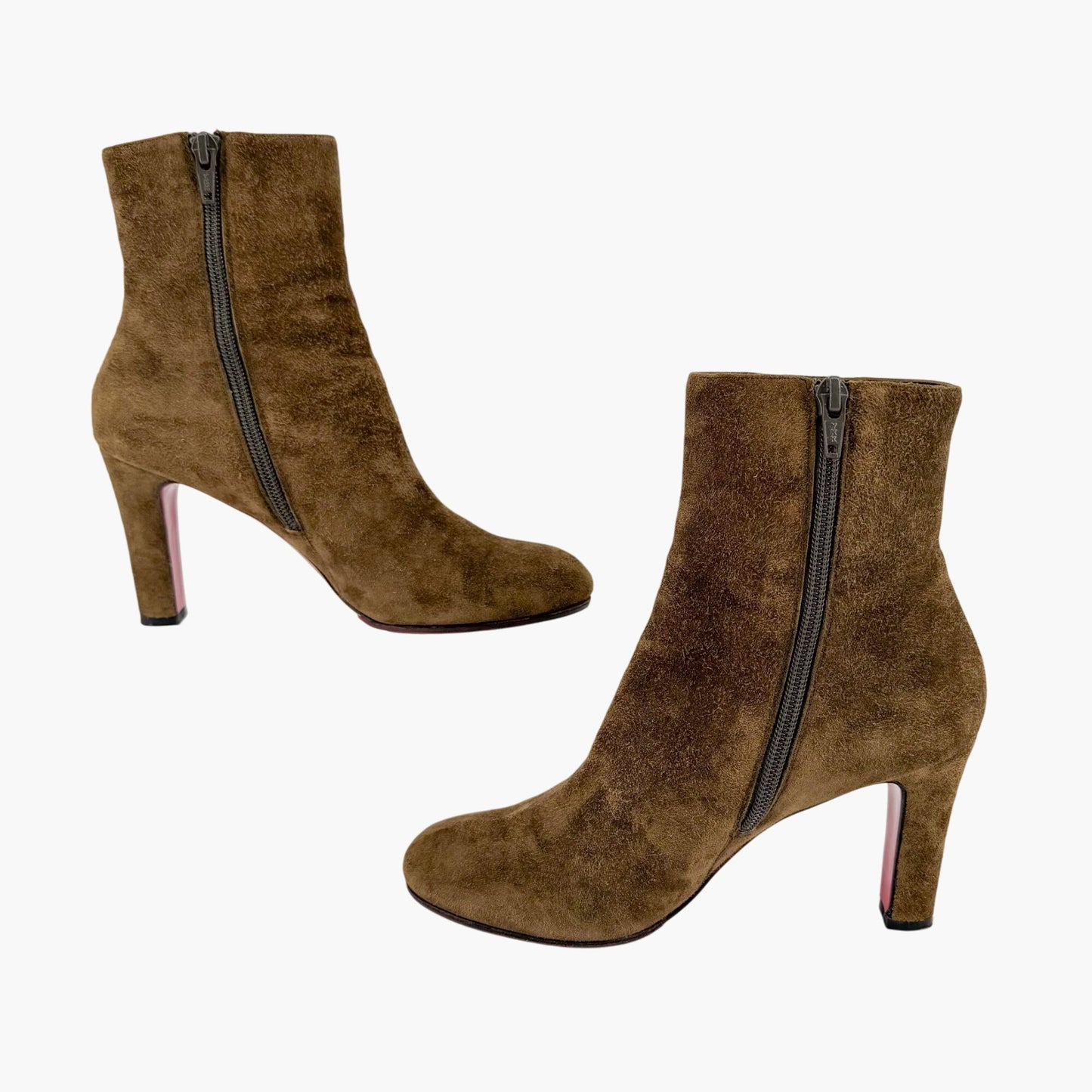 Christian Louboutin Khaki Green Suede Ankle Boots Size 36.5