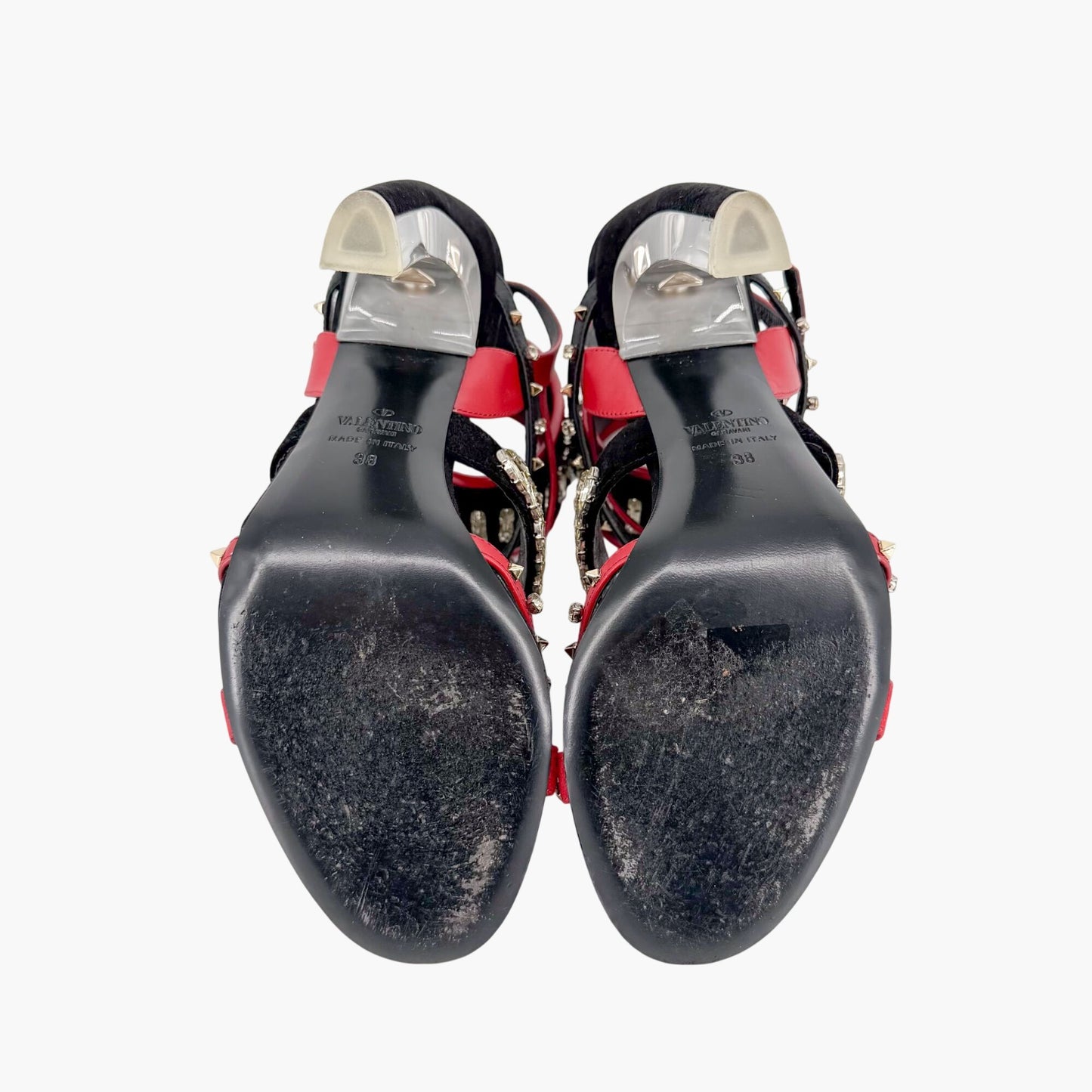 Valentino Rockstud Crystal Leaves Caged Sandals Size 38