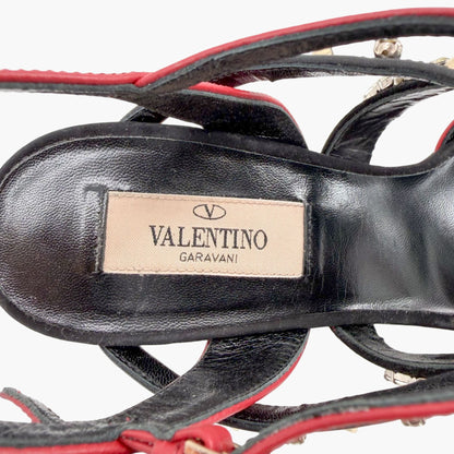 Valentino Rockstud Crystal Leaves Caged Sandals Size 38