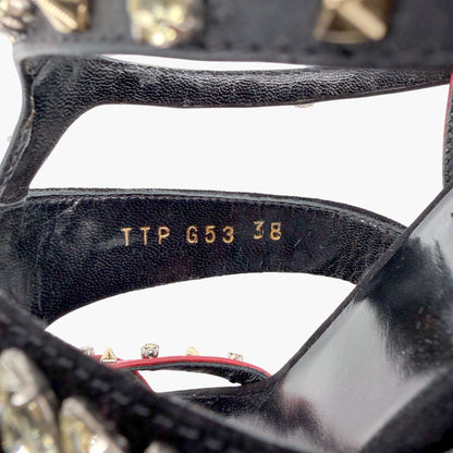 Valentino Rockstud Crystal Leaves Caged Sandals Size 38