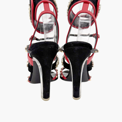 Valentino Rockstud Crystal Leaves Caged Sandals Size 38