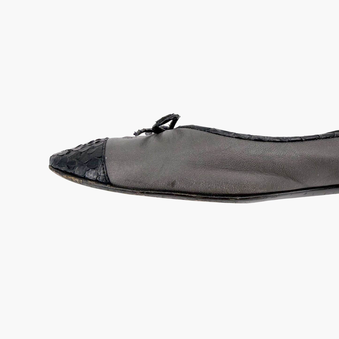 Chanel Vintage CC Cap Toe Ballet Flats Gray Size 37