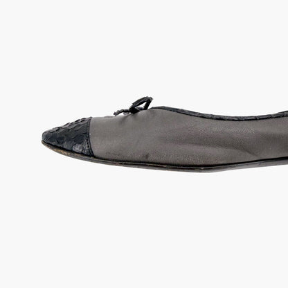 Chanel Vintage CC Cap Toe Ballet Flats Gray Size 37