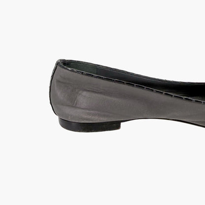 Chanel Vintage CC Cap Toe Ballet Flats Gray Size 37