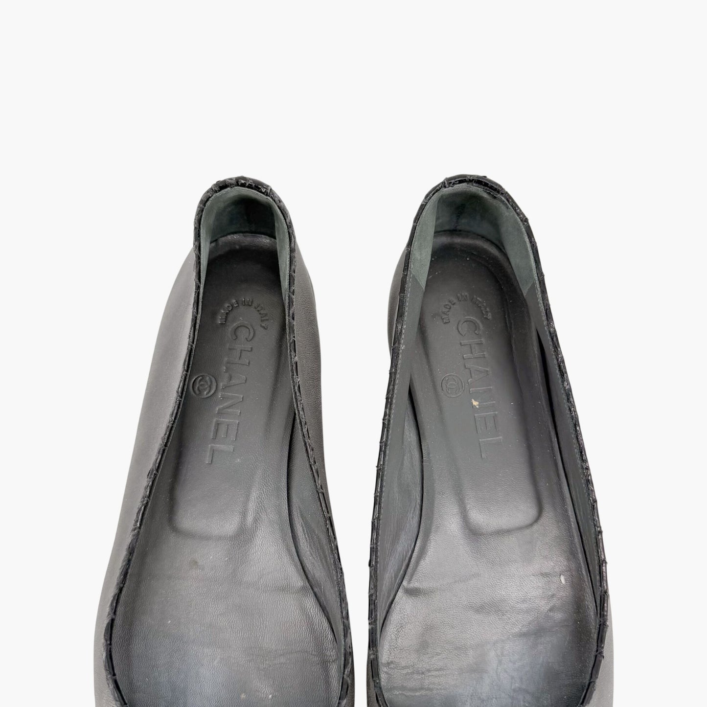 Chanel Vintage CC Cap Toe Ballet Flats Gray Size 37
