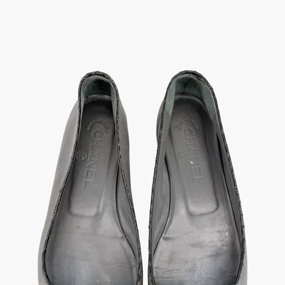Chanel Vintage CC Cap Toe Ballet Flats Gray Size 37