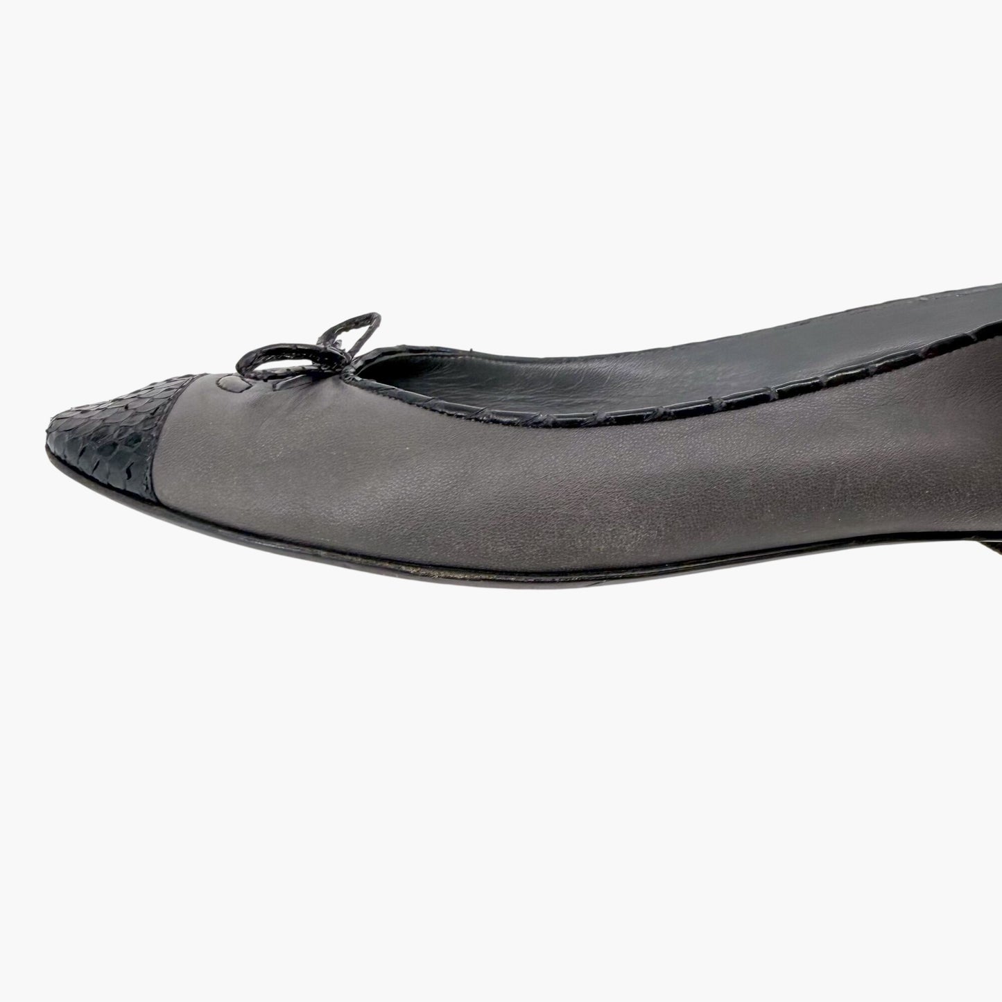 Chanel Vintage CC Cap Toe Ballet Flats Gray Size 37
