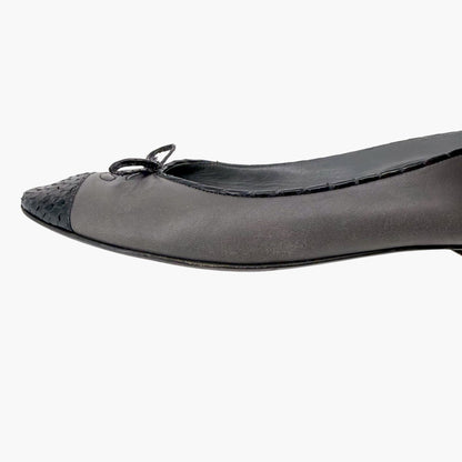 Chanel Vintage CC Cap Toe Ballet Flats Gray Size 37