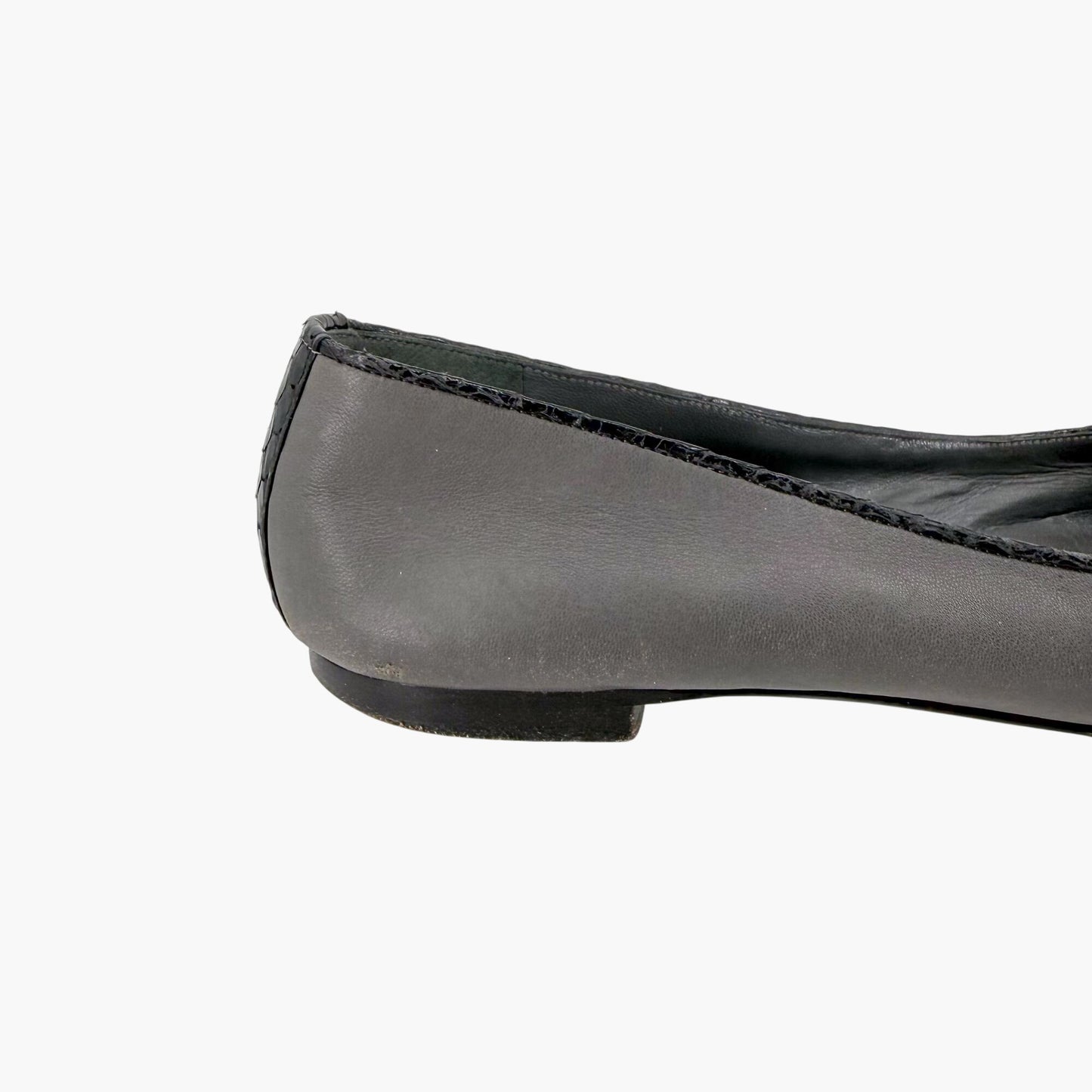 Chanel Vintage CC Cap Toe Ballet Flats Gray Size 37