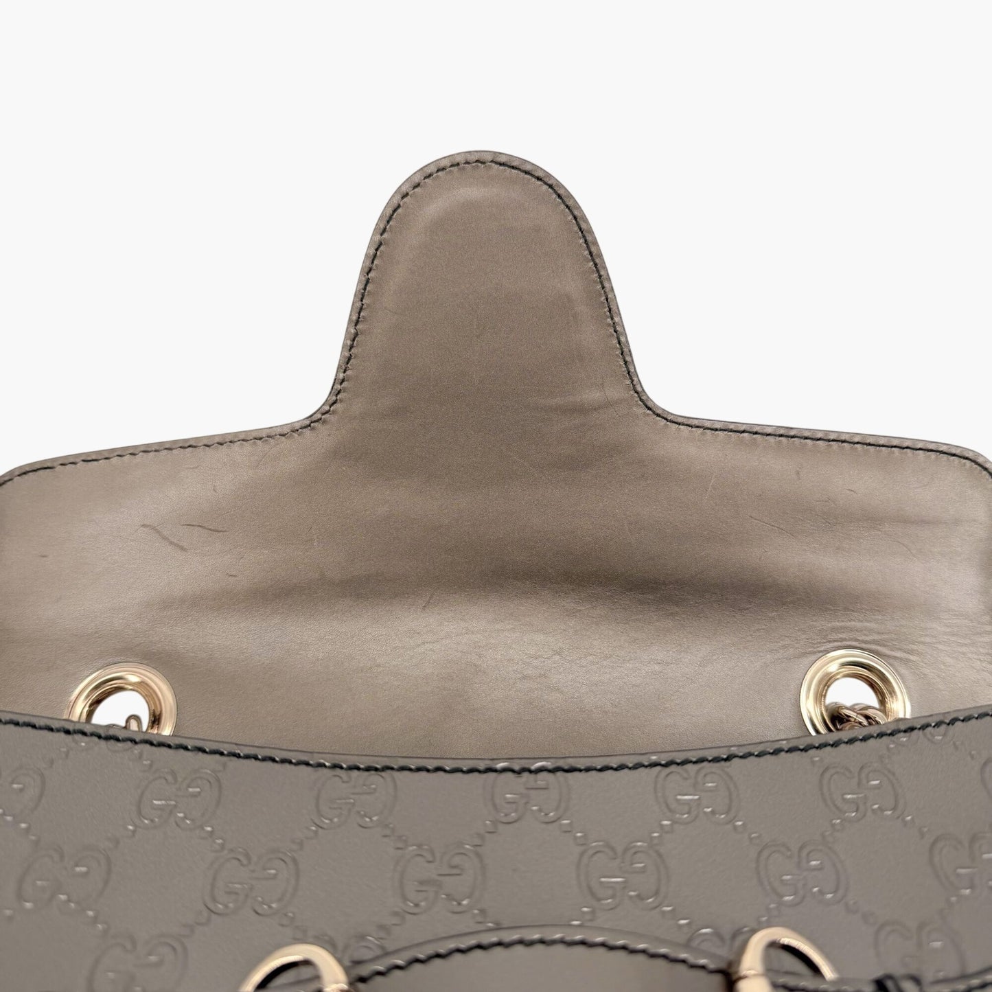 Gucci Emily Medium Chain Shine Guccissima Shoulder Bag Gray