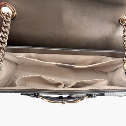 Gucci Emily Medium Chain Shine Guccissima Shoulder Bag Gray