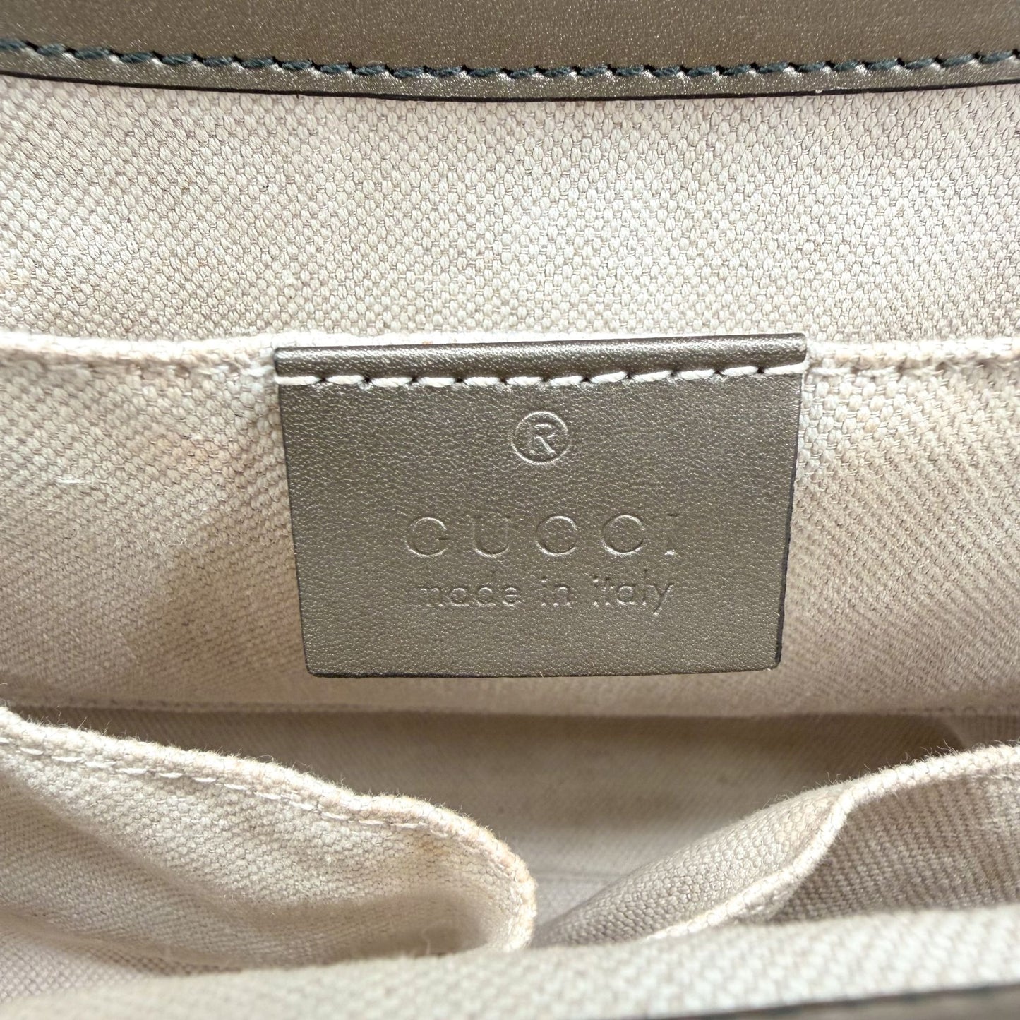 Gucci Emily Medium Chain Shine Guccissima Shoulder Bag Gray