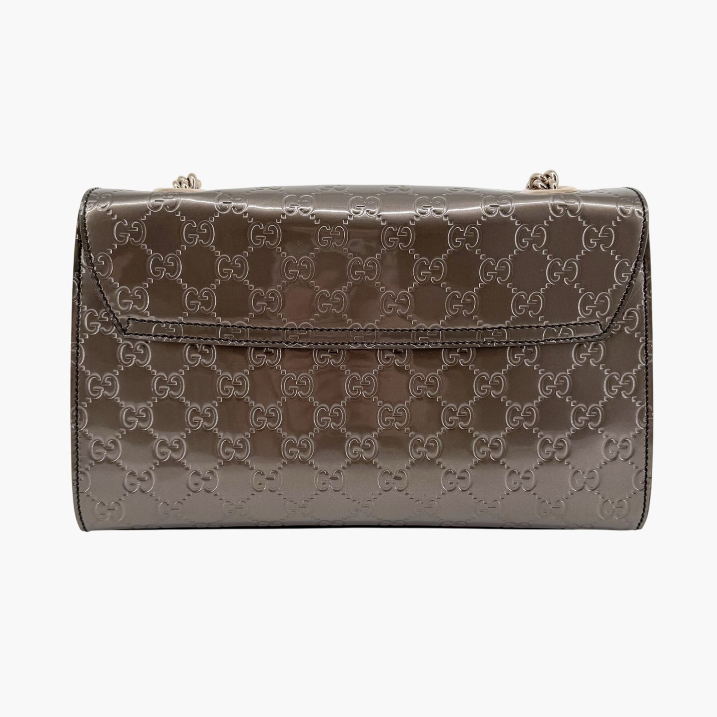 Gucci Emily Medium Chain Shine Guccissima Shoulder Bag Gray