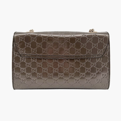 Gucci Emily Medium Chain Shine Guccissima Shoulder Bag Gray