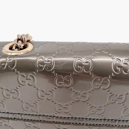 Gucci Emily Medium Chain Shine Guccissima Shoulder Bag Gray