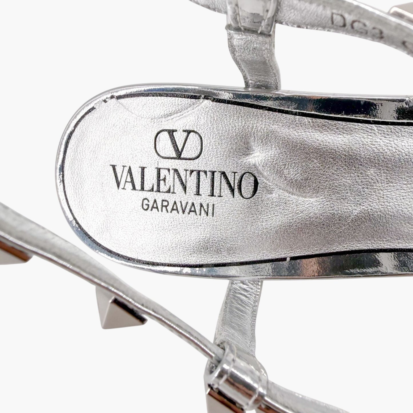 Valentino Garavani Rockstud Strappy Slingback Sandals Silver Size 41