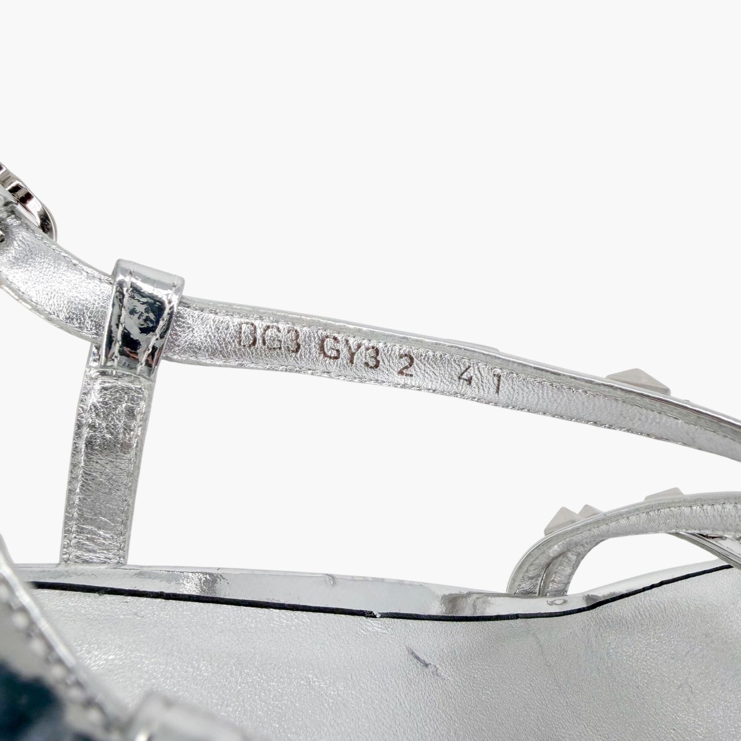 Valentino Garavani Rockstud Strappy Slingback Sandals Silver Size 41