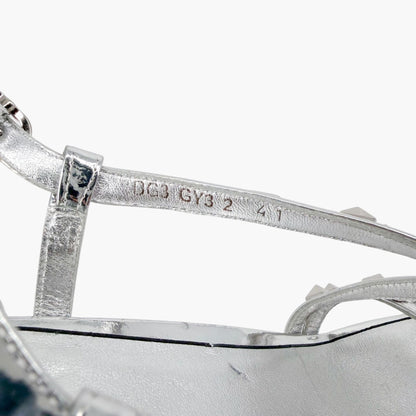 Valentino Garavani Rockstud Strappy Slingback Sandals Silver Size 41