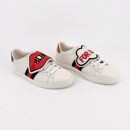 Gucci Blind for Love Ace Sneakers in White Leather Size 37