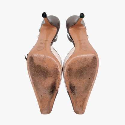 Chanel Vintage Cap Toe Slingback Pumps Beige Size 37.5