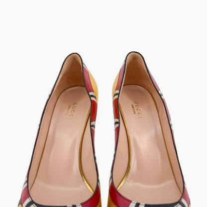 Gucci Yoko Snake Metallic Gold Leather Stiletto Pumps – Size 38.5