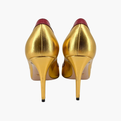 Gucci Yoko Snake Metallic Gold Leather Stiletto Pumps – Size 38.5
