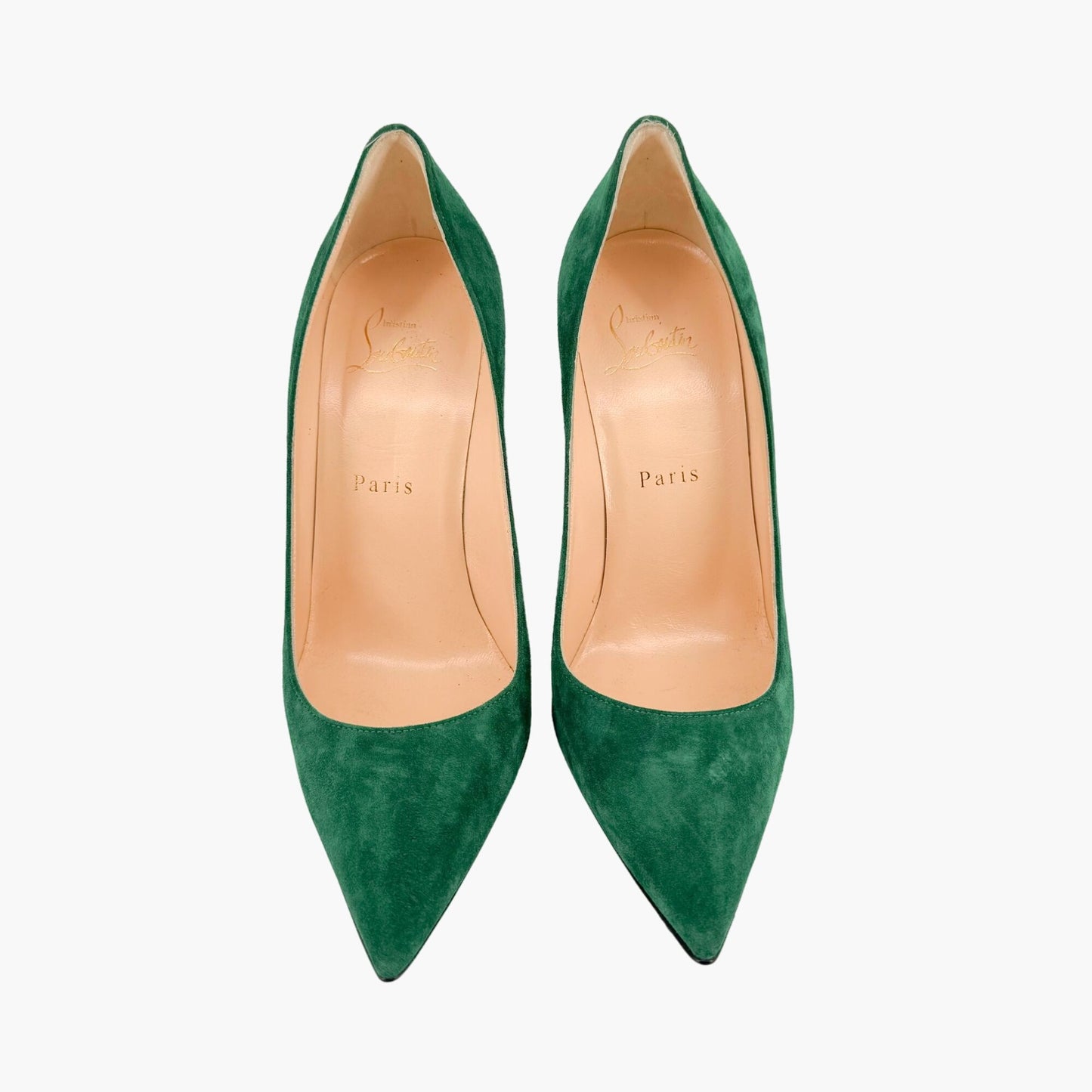 Christian Louboutin Decoltish 100 Pumps in Jungle Green Suede Size 37.5