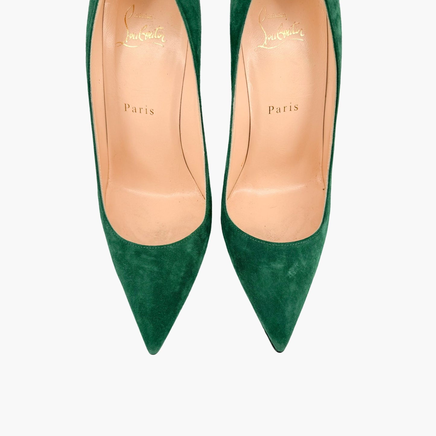 Christian Louboutin Decoltish 100 Pumps in Jungle Green Suede Size 37.5