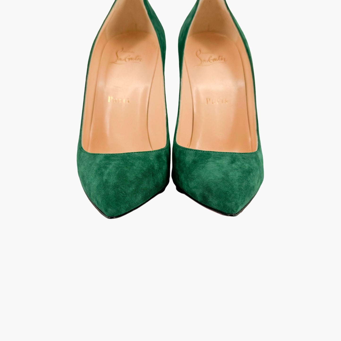 Christian Louboutin Decoltish 100 Pumps in Jungle Green Suede Size 37.5