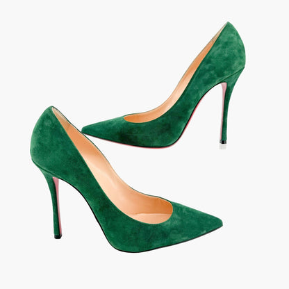 Christian Louboutin Decoltish 100 Pumps in Jungle Green Suede Size 37.5