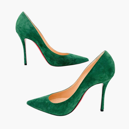 Christian Louboutin Decoltish 100 Pumps in Jungle Green Suede Size 37.5