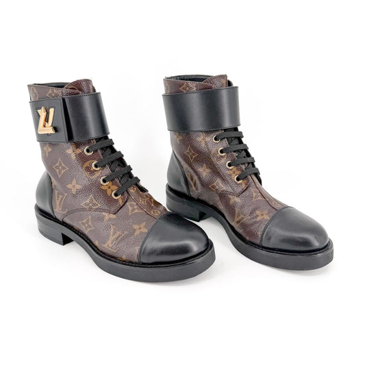Louis Vuitton Ranger Wonderland Combat Boots in Brown LV Canvas Size 36.5