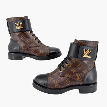 Louis Vuitton Ranger Wonderland Combat Boots in Brown LV Canvas Size 36.5