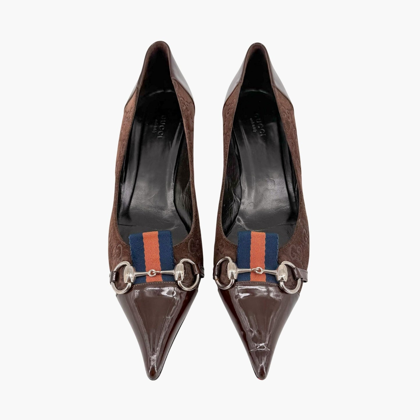 Gucci Horsebit Cap Toe Pumps Brown GG Size 9