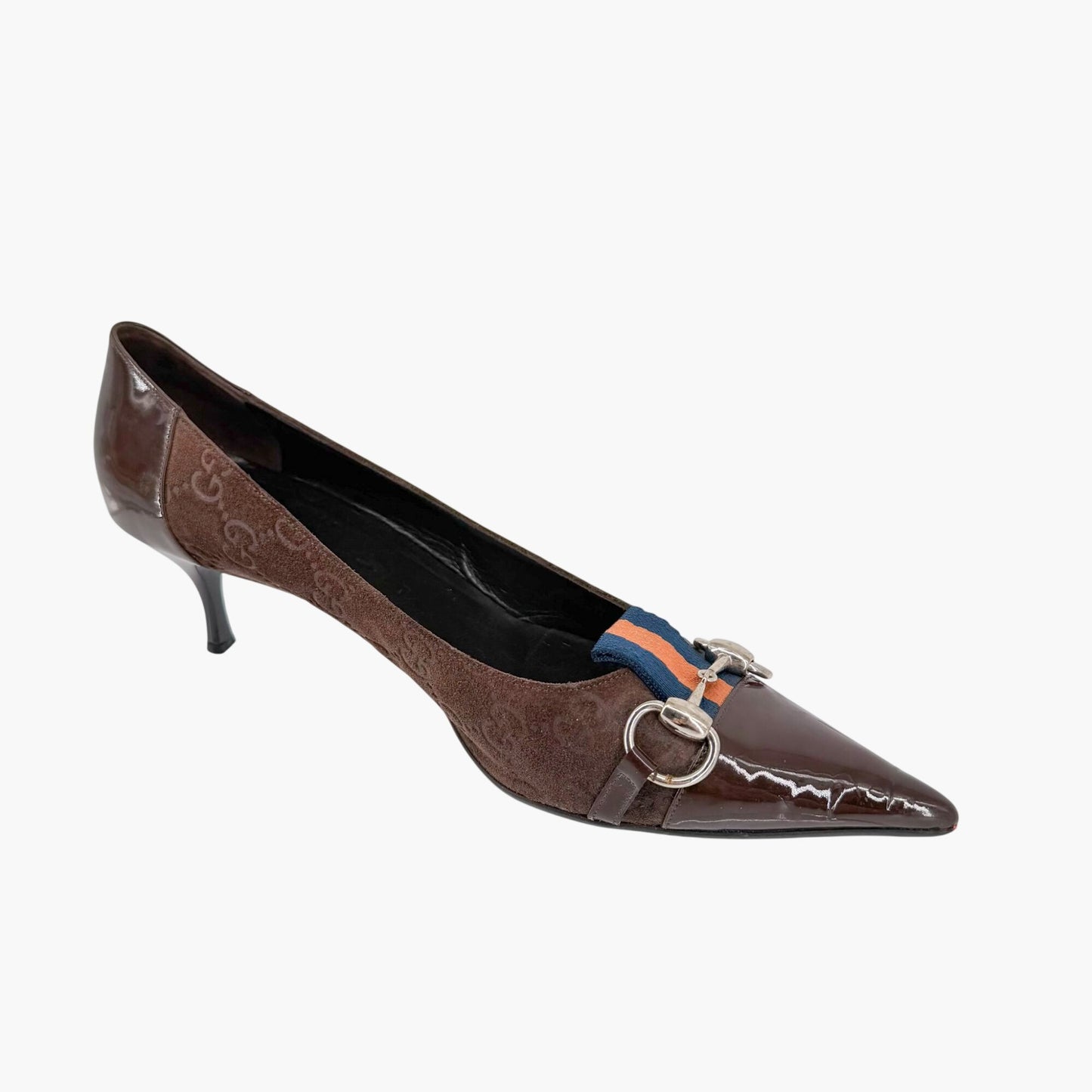 Gucci Horsebit Cap Toe Pumps Brown GG Size 9