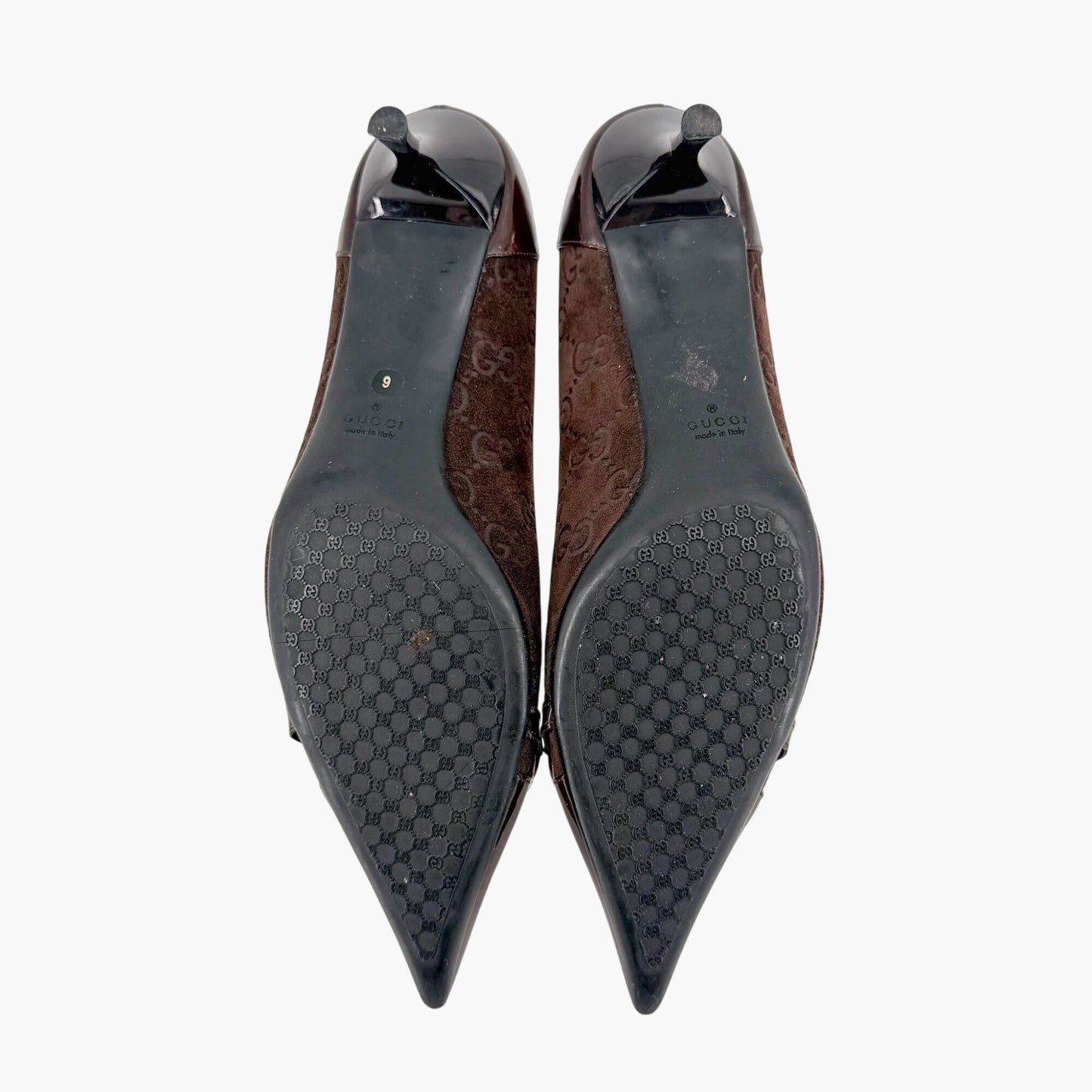 Gucci Horsebit Cap Toe Pumps Brown GG Size 9