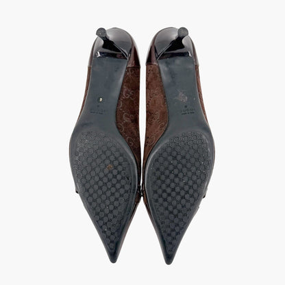 Gucci Horsebit Cap Toe Pumps Brown GG Size 9