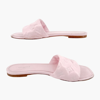 Louis Vuitton Revival LV Monogram Flat Mules in Pink Leather Size 41