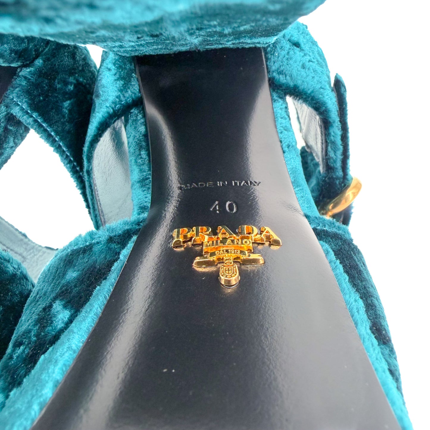 Prada Velvet Platform Sandals Blue Size 40