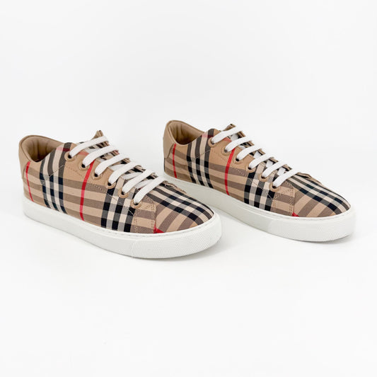 Burberry Albridge Check Sneakers Beige Size 37.5