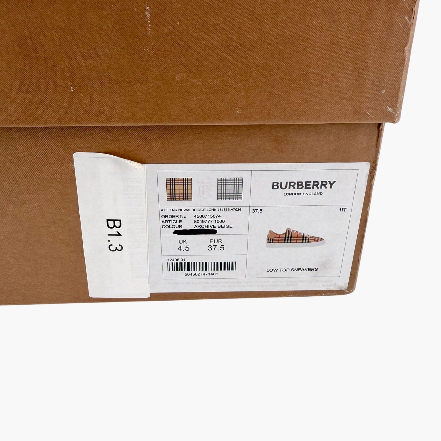 Burberry Albridge Check Sneakers Beige Size 37.5