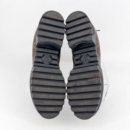 Louis Vuitton Laureate Platform Desert Combat Boot in Black Suede & LV Monogram Canvas Size 40