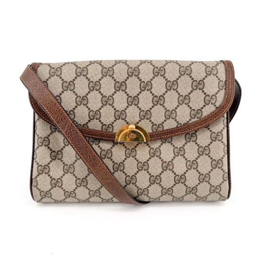Gucci Vintage GG Monogram Crossbody Bag Beige