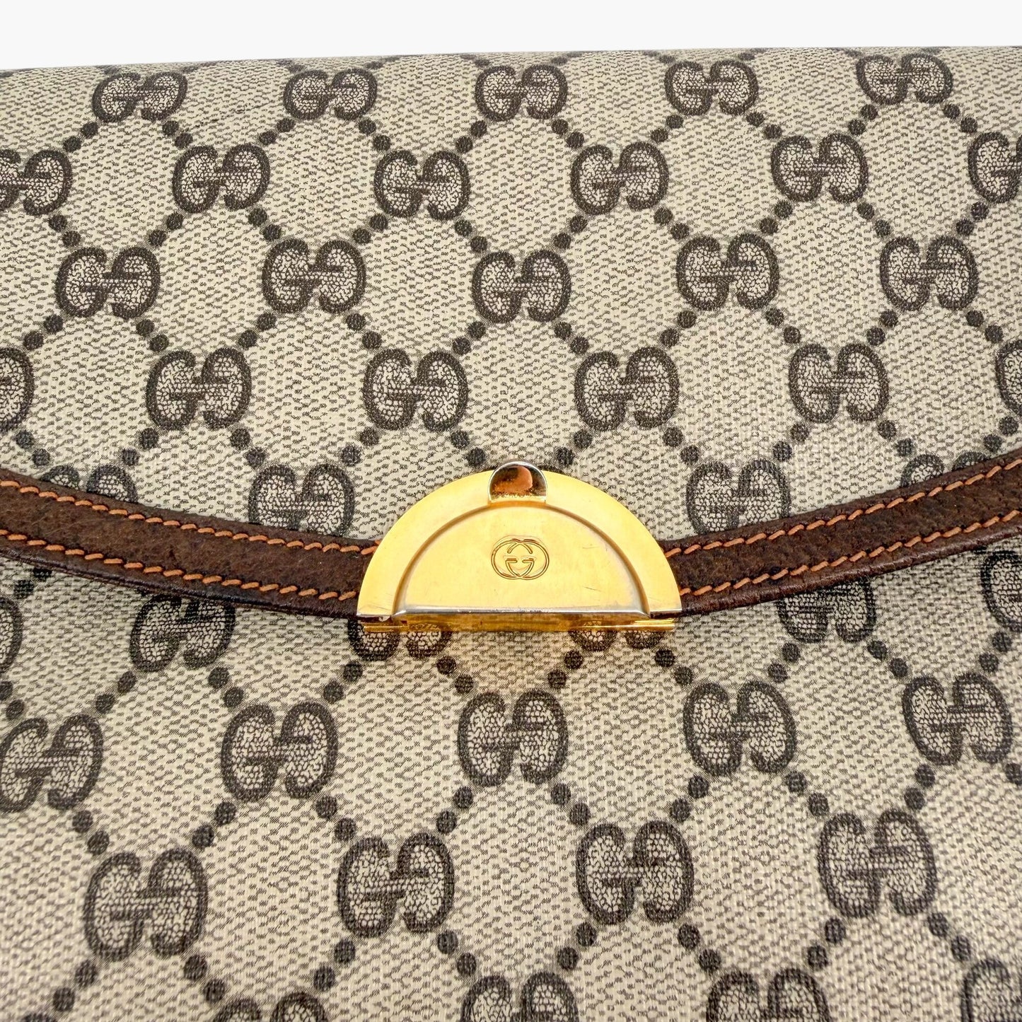 Gucci Vintage GG Monogram Crossbody Bag Beige